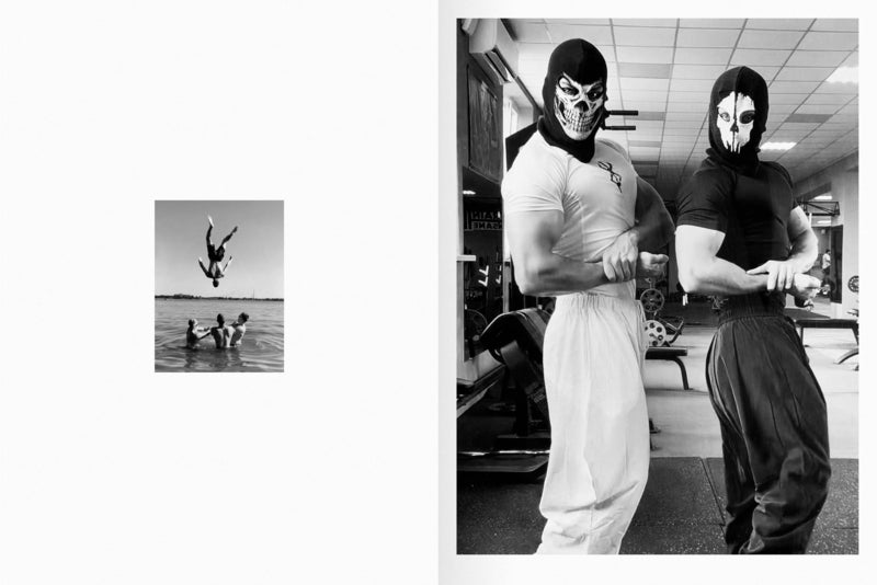 spread with two black and white photos