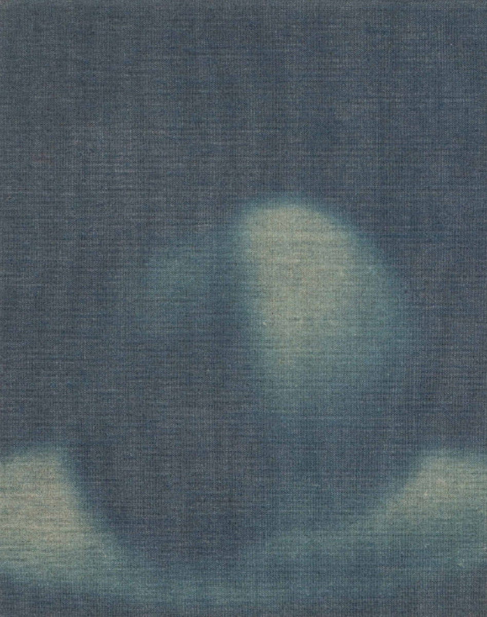 two halves that form a ball in cyanotype