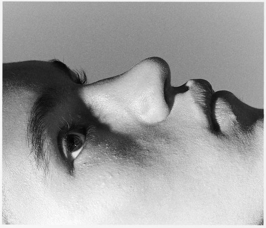 Black and white close-up of a face