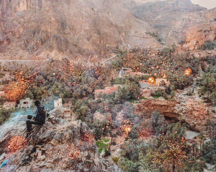 waha landscape with man on rock