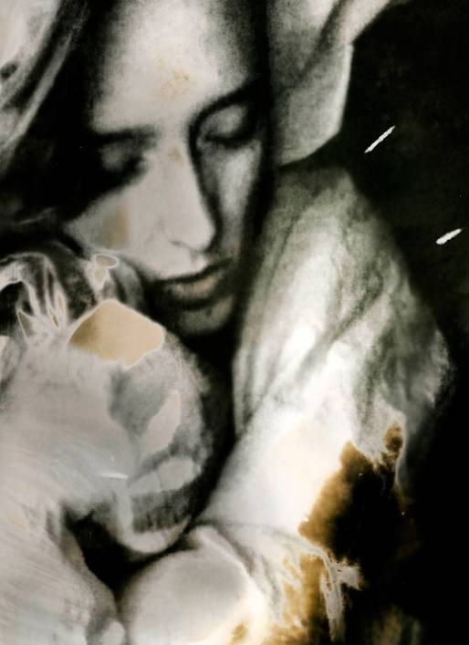 black and white image of a crying woman
