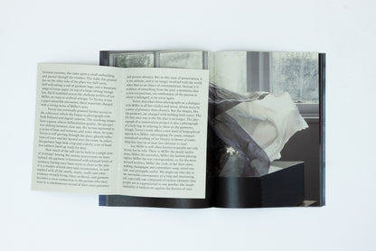 Spread with text spread and photo of fabric