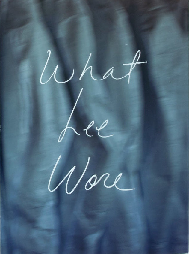 Blue fabric with title in white letters