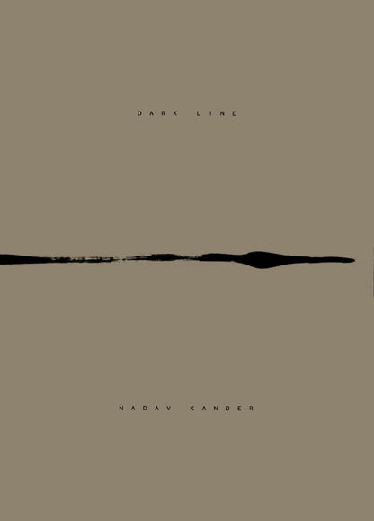 Cover book Nadav Kander Dark Line book in a beige colour with horizontal black line in the middle and small black letters.