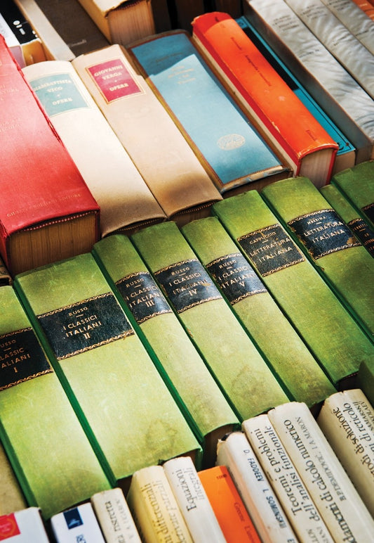 Rows of colored books 