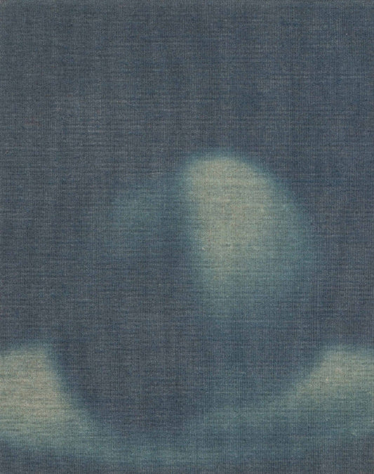 two halves that form a ball in cyanotype