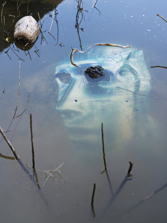 Technological figure submerged under water