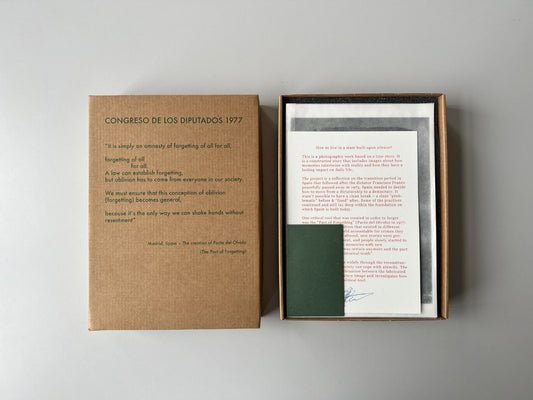 cardboard box with photoprint and leaflet