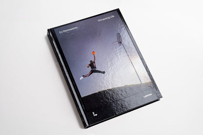 cover book with famous jumpman shot of michael jordan shooting hoop