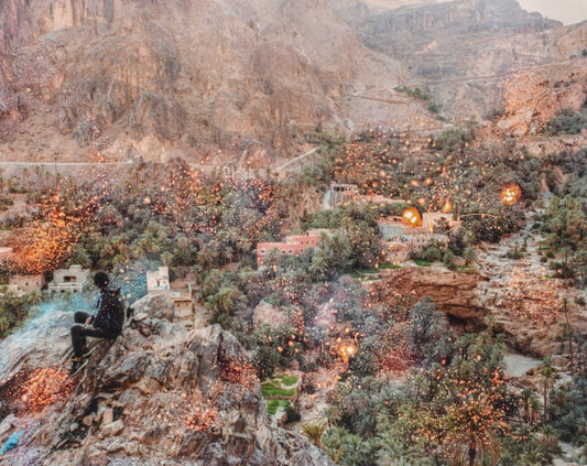 waha landscape with man on rock