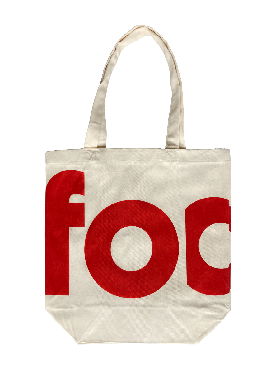 Foam canvas tote ecru red