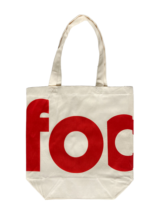 Foam canvas tote ecru red