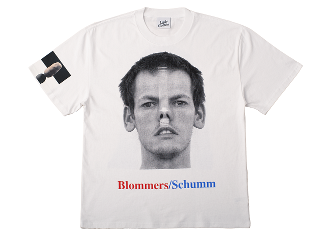 wit shirt met foto van Niels Schumm met tape over zijn neus.