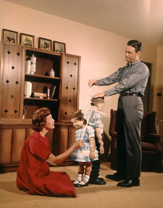 surreal portrait of a suburban american family
